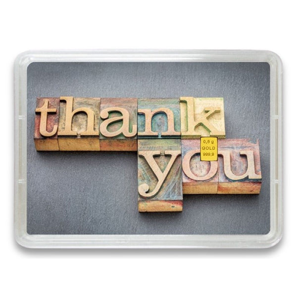 Goldbarren mit Flip-Motivbox "Vielen Dank - Thank You"