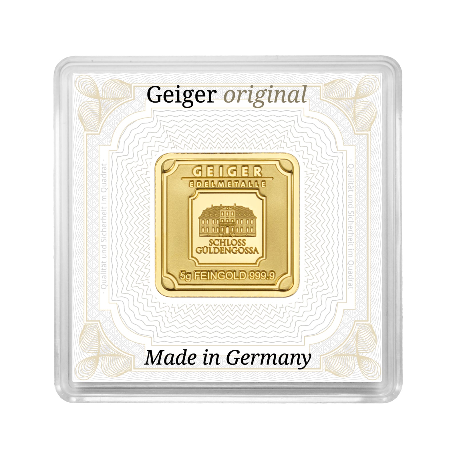 Goldbarren im edlen Echtholz-Etui / Grußkarte mit Wunschtext