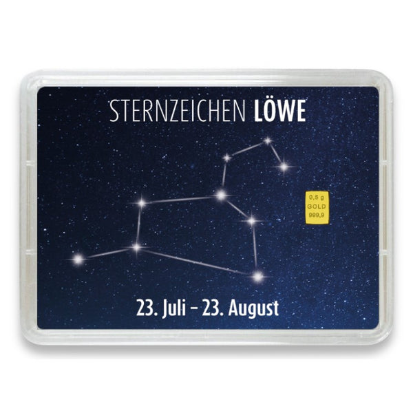 Goldbarren Flip-Motivbox Sternzeichen "Löwe"
