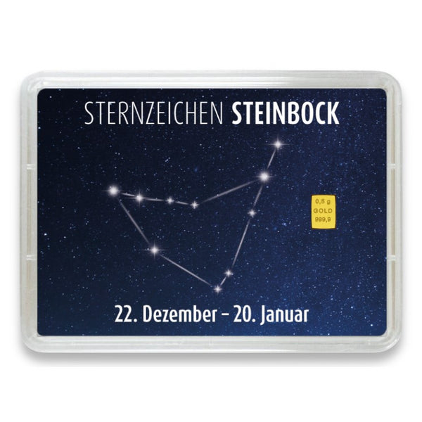 Goldbarren Flip-Motivbox Sternzeichen "Steinbock"