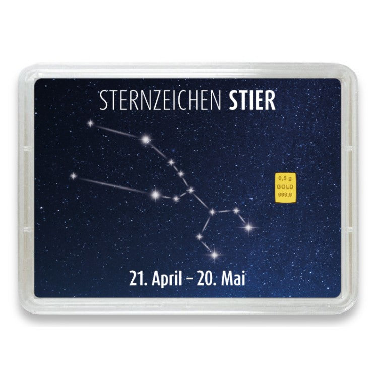 Goldbarren Flip-Motivbox Sternzeichen "Stier"