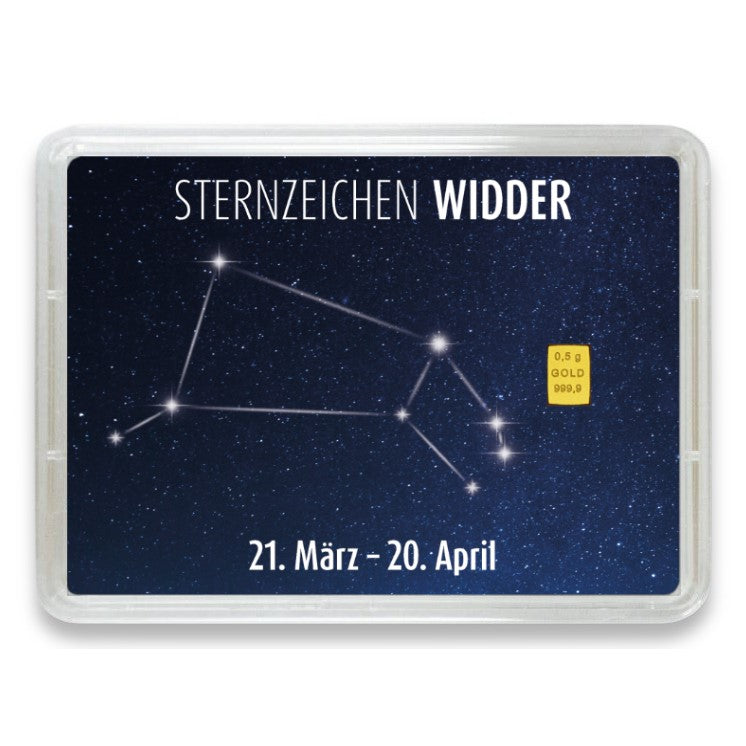 Goldbarren Flip-Motivbox Sternzeichen "Widder"