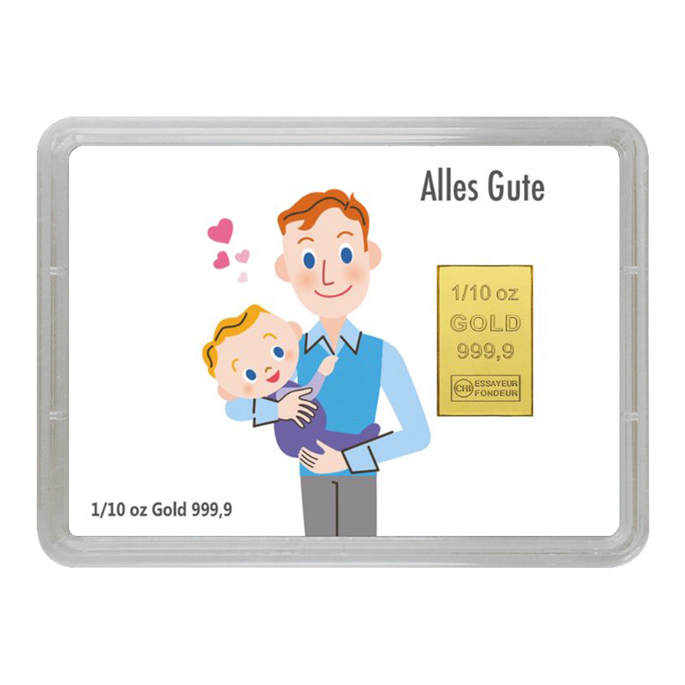 Goldbarren mit Flip-Motivbox "Alles Gute zur Taufe"