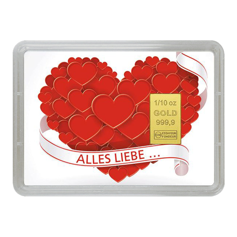 Goldbarren mit Flip-Motivbox "Alles Liebe"