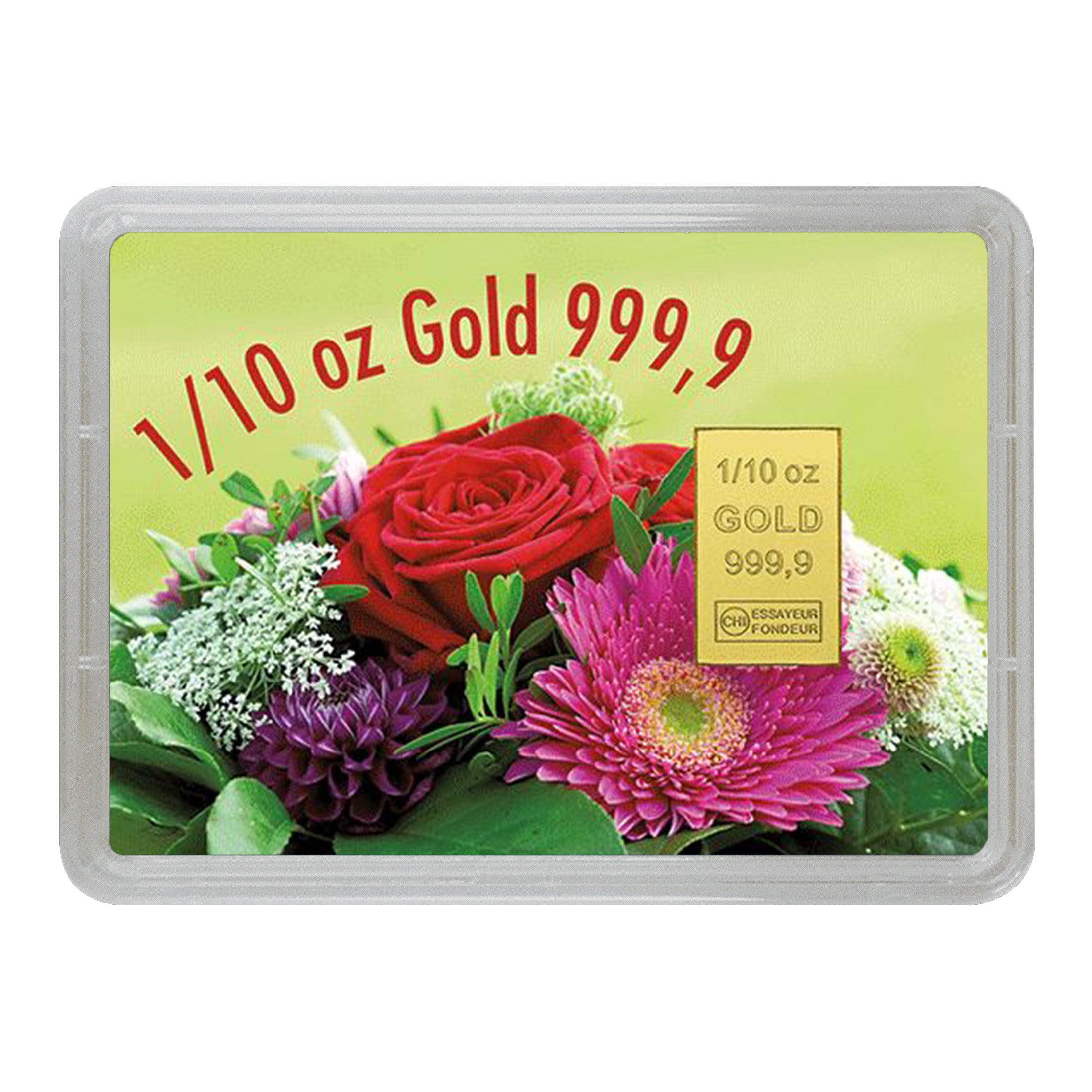 Goldbarren mit Flip-Motivbox "Gold statt Blumen"