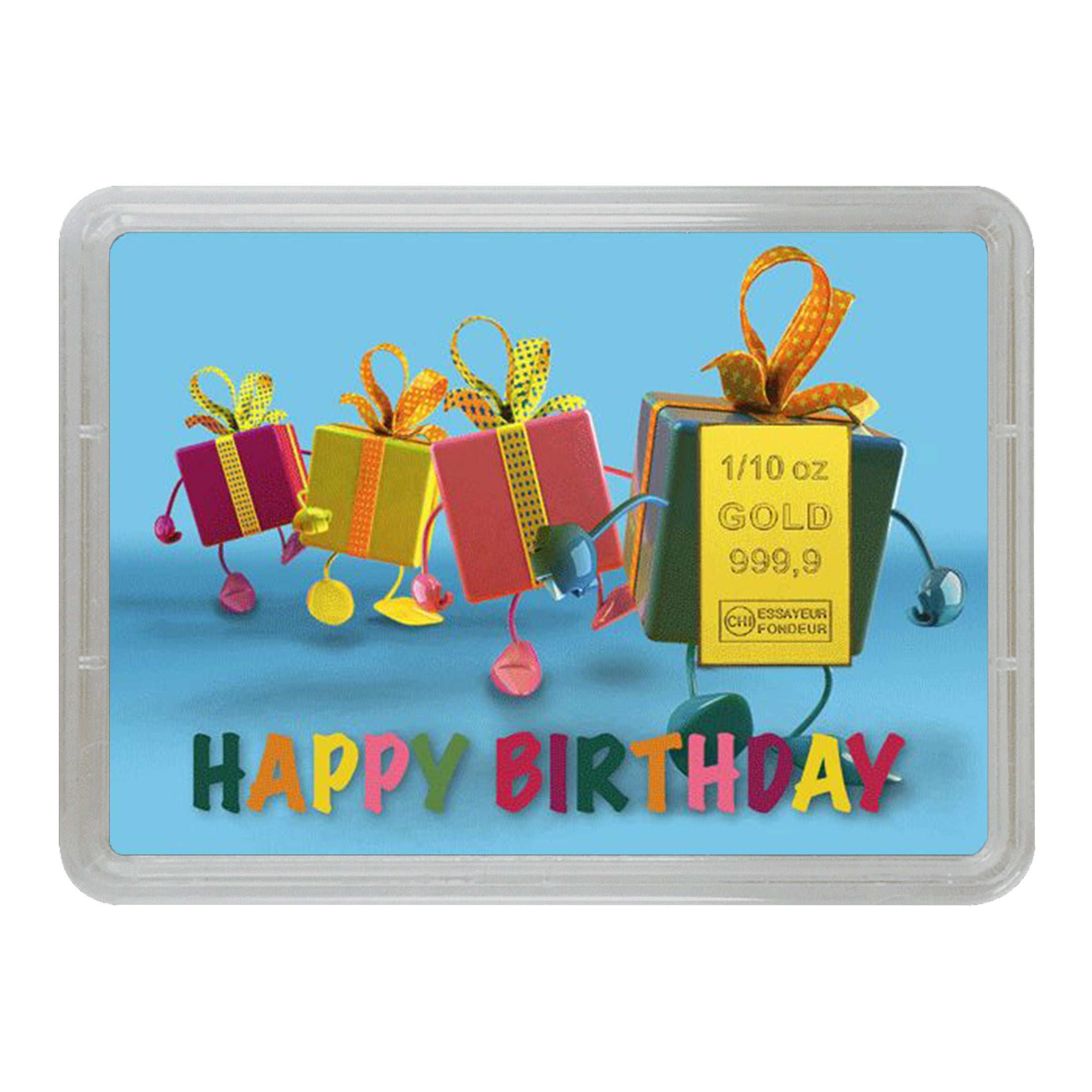 Goldbarren mit Flip-Motivbox "Happy Birthday" - Geschenke