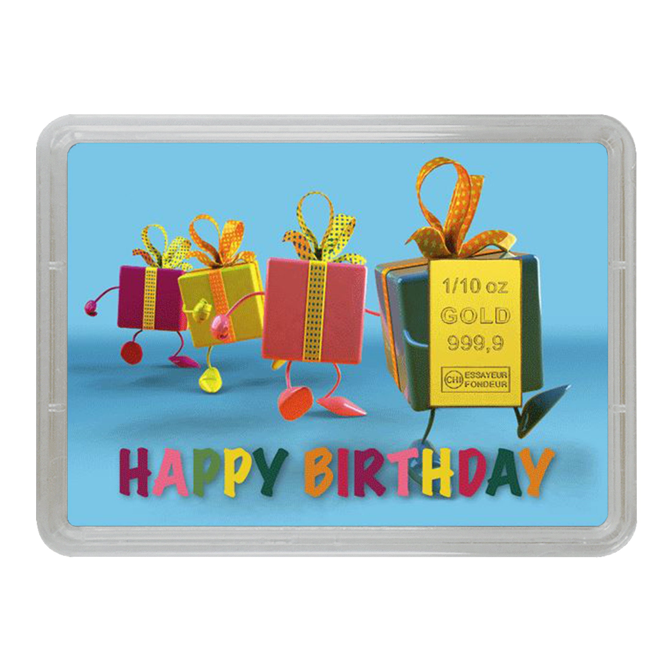 Goldbarren mit Flip-Motivbox "Happy Birthday" - Geschenke