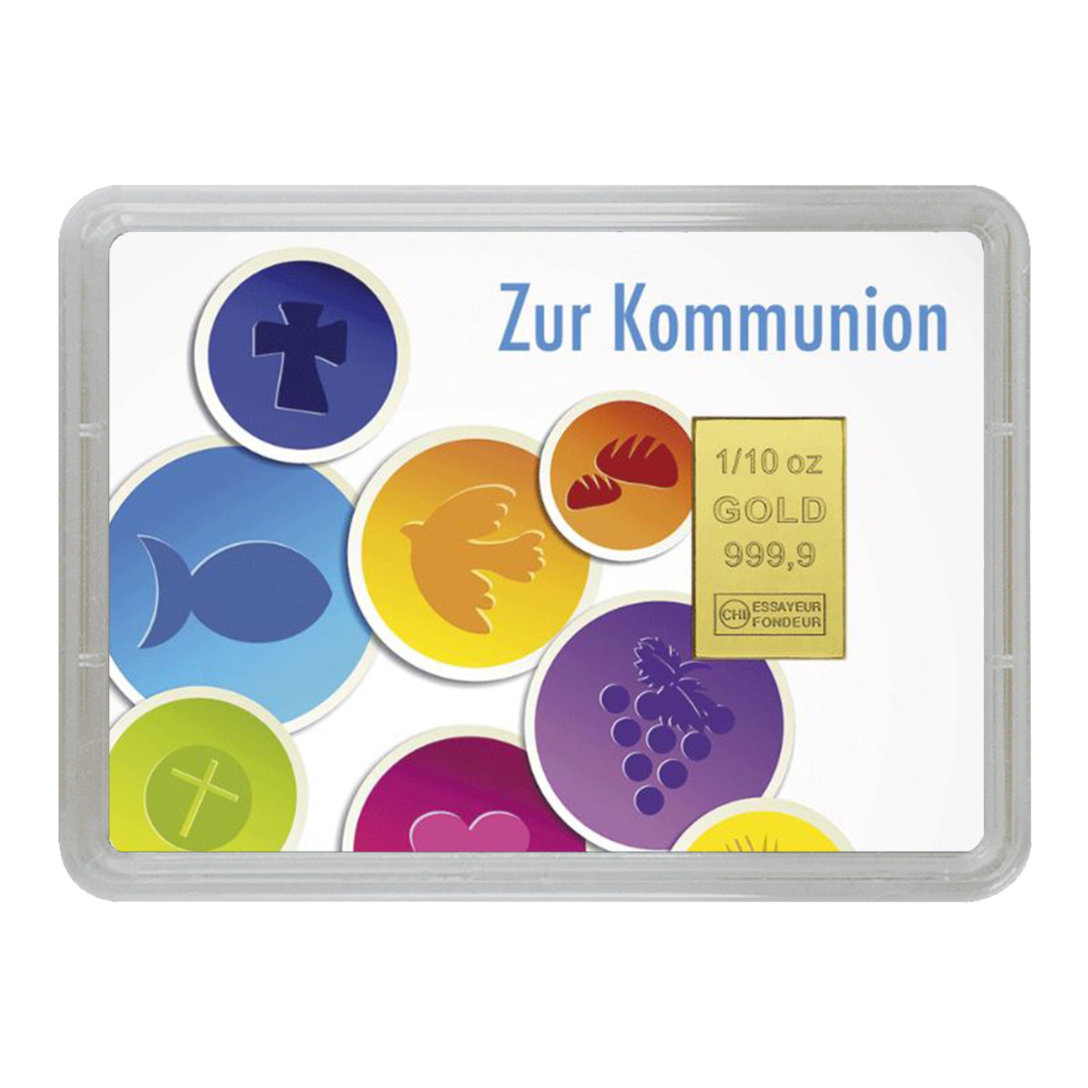 Goldbarren mit Flip-Motivbox "Zur Kommunion"