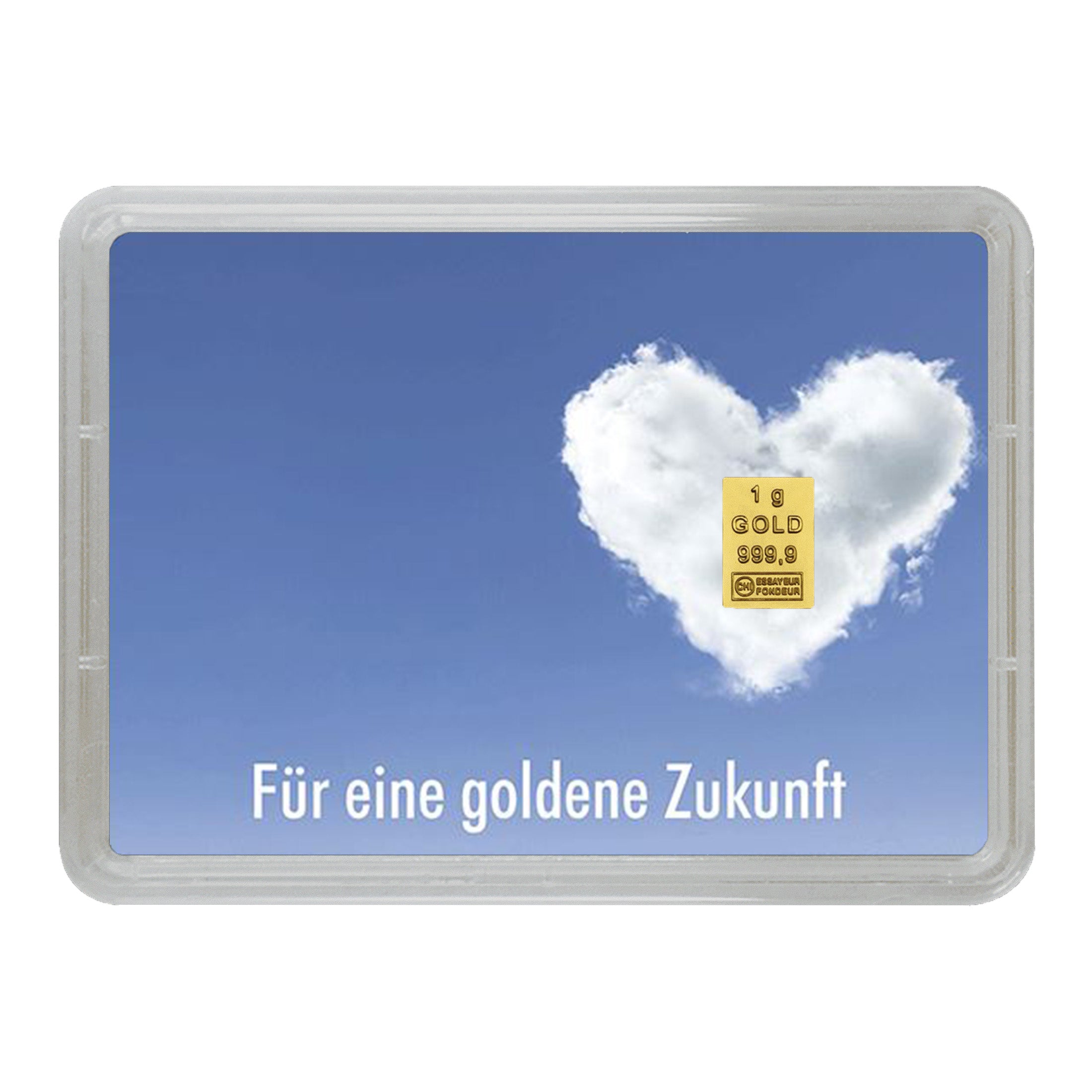 Goldbarren mit Flip-Motivbox "Für eine goldene Zukunft"