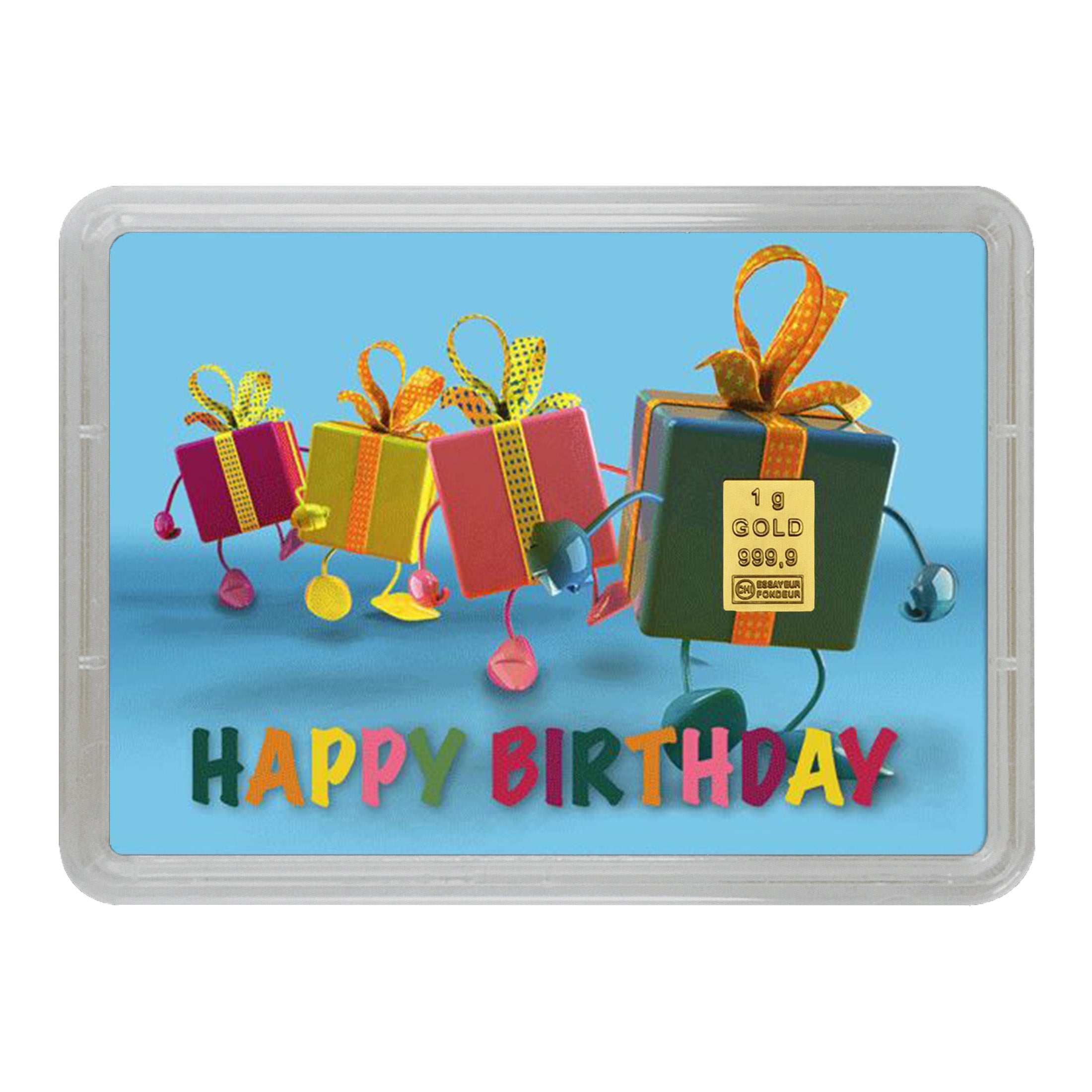 Goldbarren mit Flip-Motivbox "Happy Birthday" - Geschenke