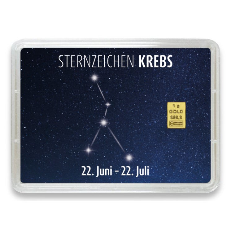 Goldbarren Flip-Motivbox Sternzeichen "Krebs"