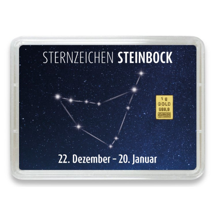 Goldbarren Flip-Motivbox Sternzeichen "Steinbock"
