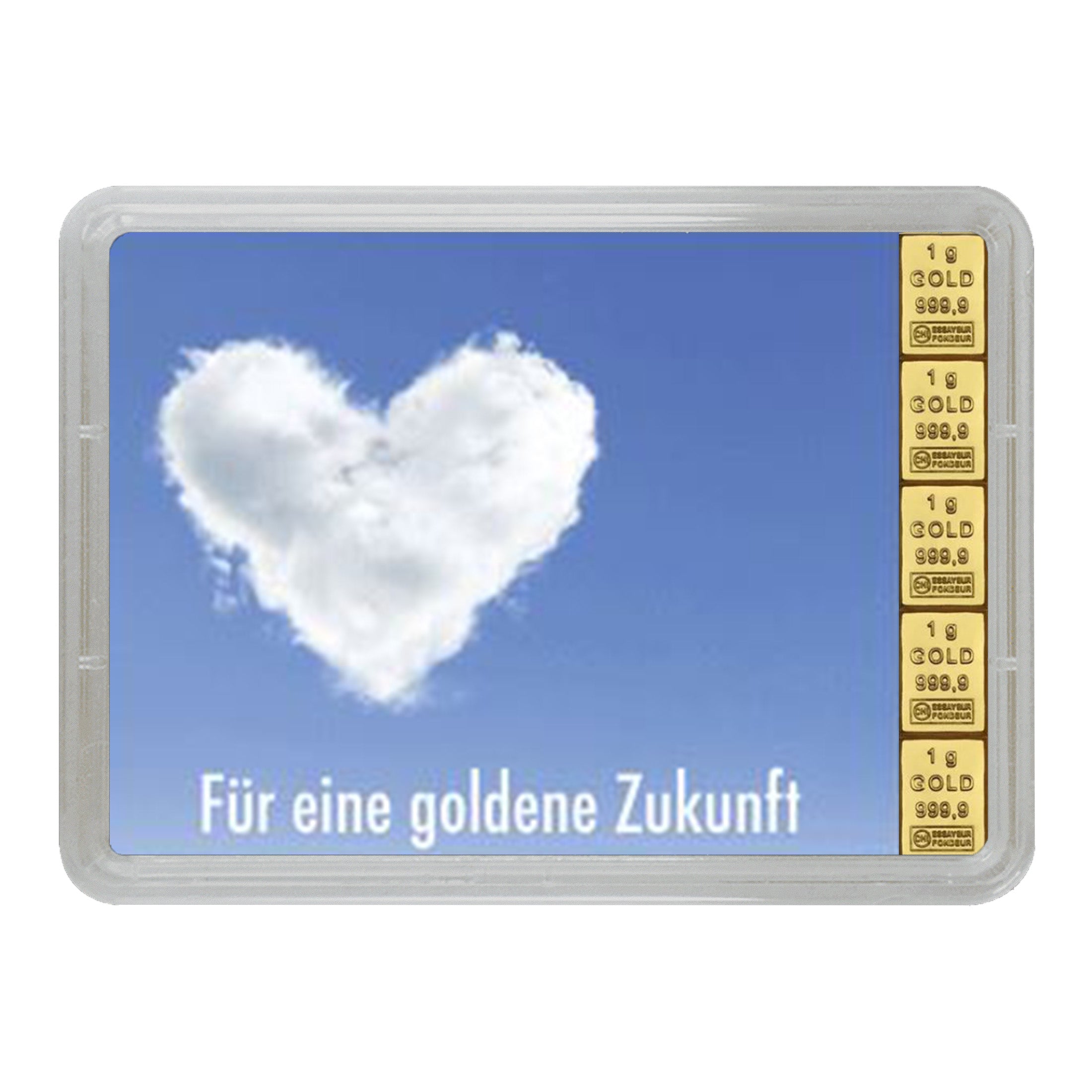 Goldbarren mit Flip-Motivbox "Für eine goldene Zukunft"