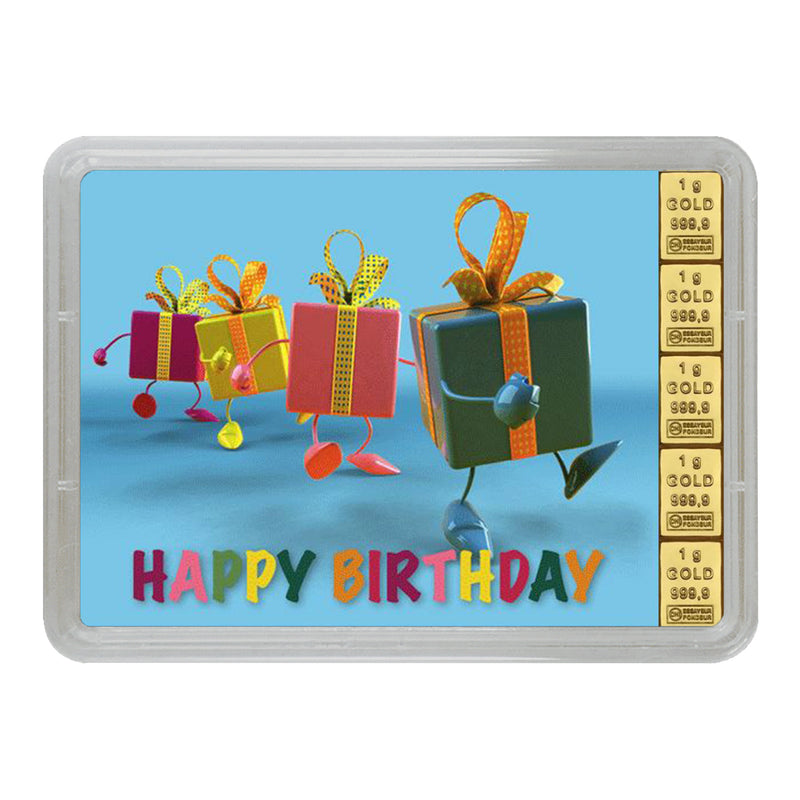 Goldbarren mit Flip-Motivbox "Happy Birthday" - Geschenke