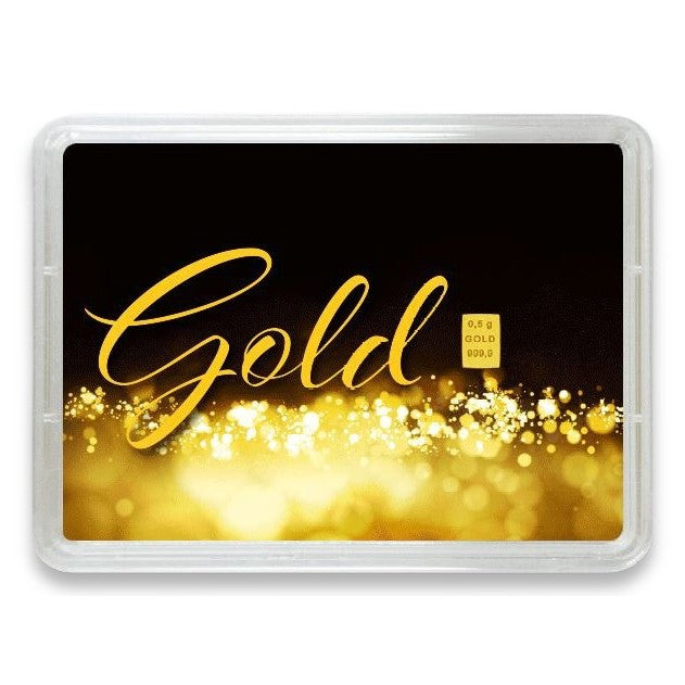 Goldbarren mit Flip-Motivbox "Gold statt Geld"