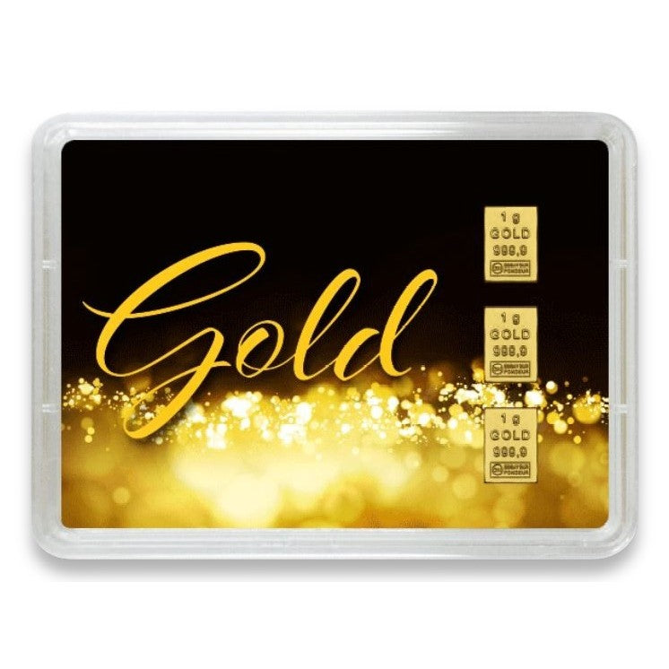 Goldbarren mit Flip-Motivbox "Gold statt Geld"
