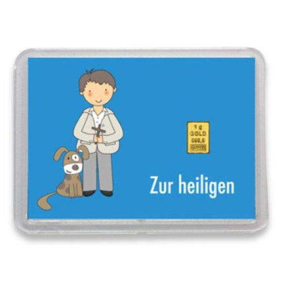 Goldbarren 1g mit Flip-Motivbox "Zur heiligen Kommunion" Junge + Mädchen