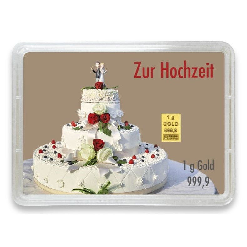 Goldbarren 1g mit Flip-Motivbox "Zur Hochzeit"