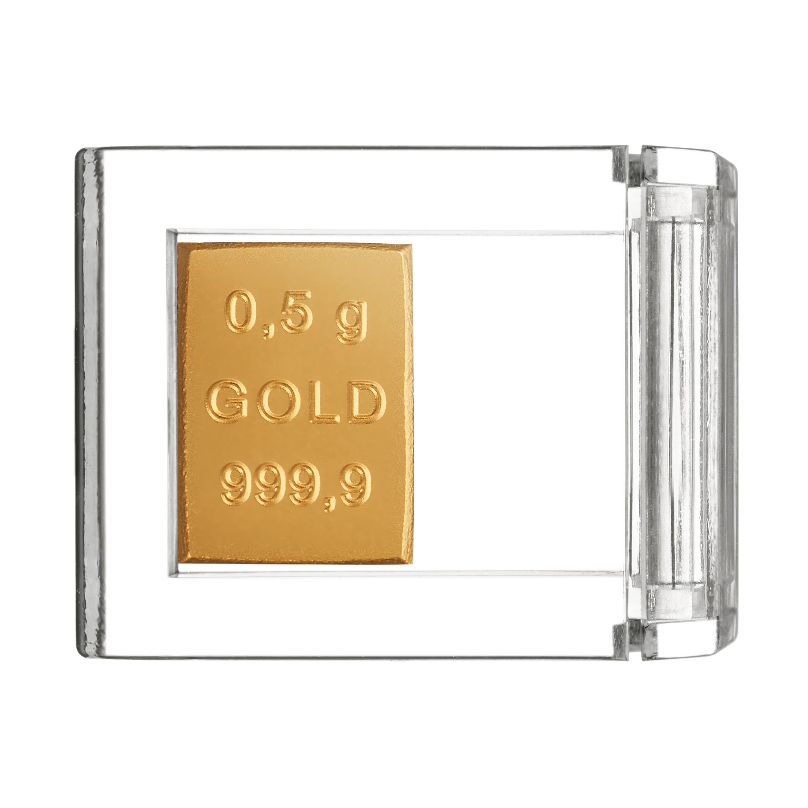 0,5g Goldbarren in hochwertiger Acrylglaskapsel