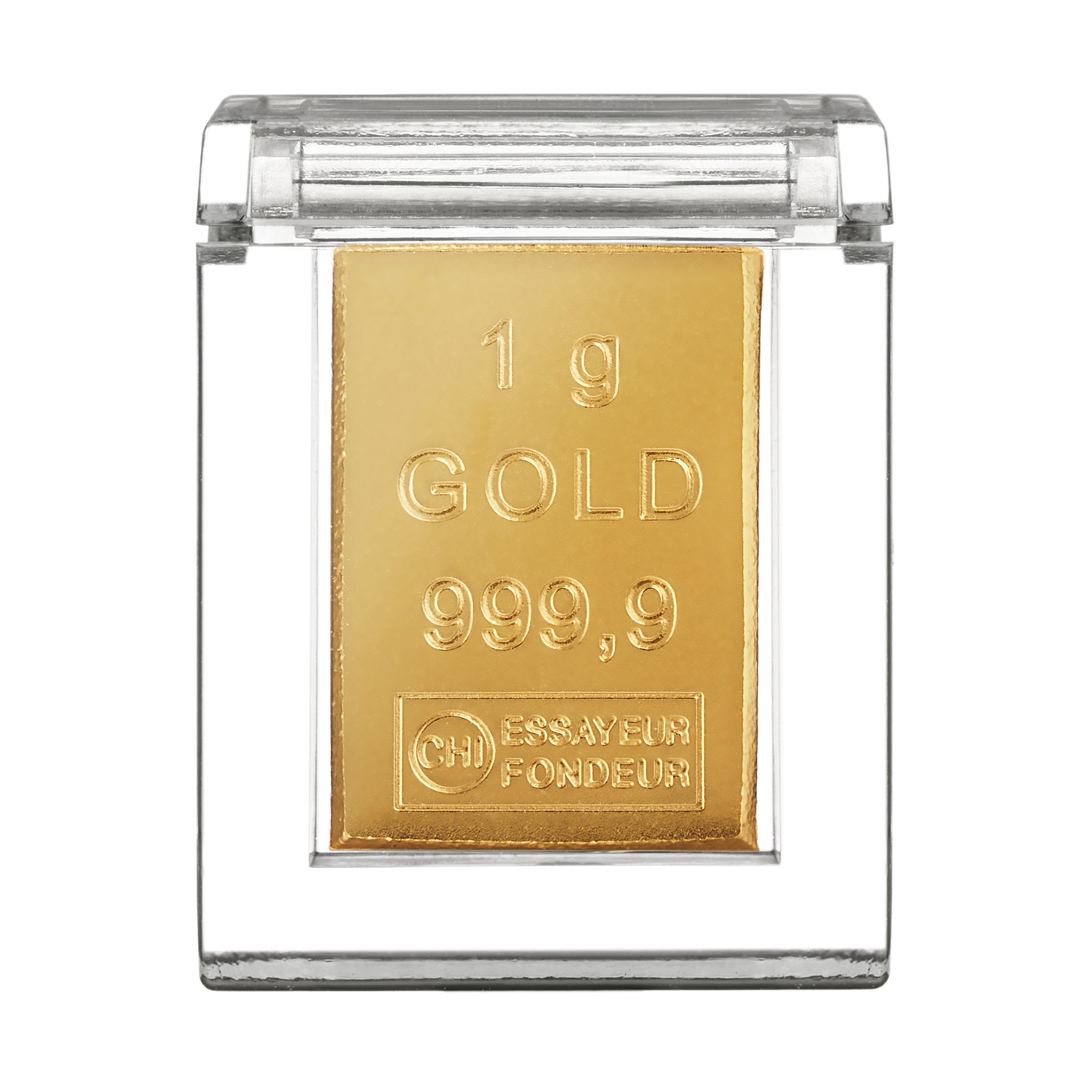 Goldbarren 1g in hochwertiger Kapsel inkl. Etui und Grußkarte nach Wahl (rot)